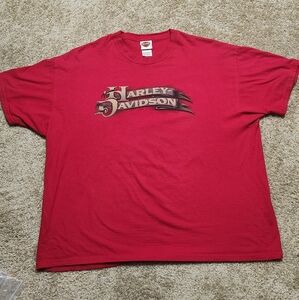 Harley Davidson Motorcycles Savannah Georgia Double Sided 2008 Red T-Shirt 2XL